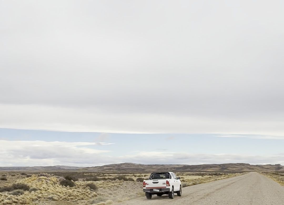 Gravel road across the Patagonian steppe